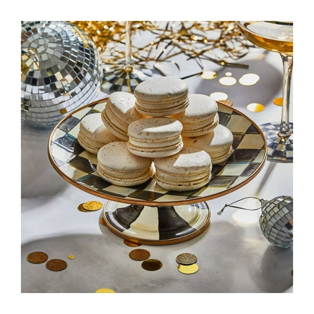 COURTLY CHECK ENAMEL PEDESTAL PLATTER - MINI