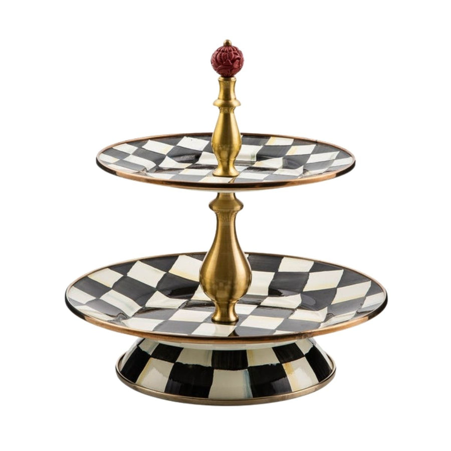 COURTLY CHECK ENAMEL TWO TIER SWEET STAND - MACKENZIE-CHILDS - Compralo en CorinneRegalos.com