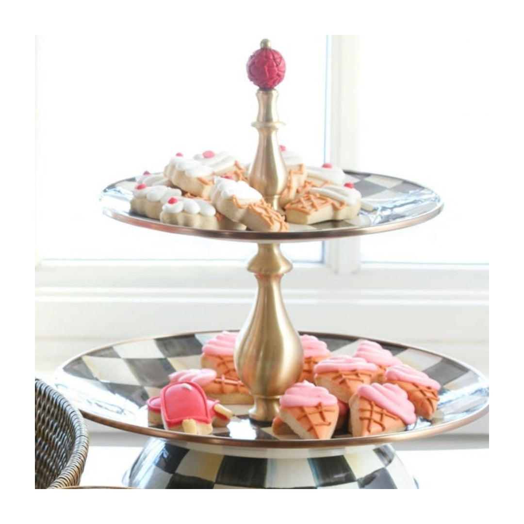 COURTLY CHECK ENAMEL TWO TIER SWEET STAND