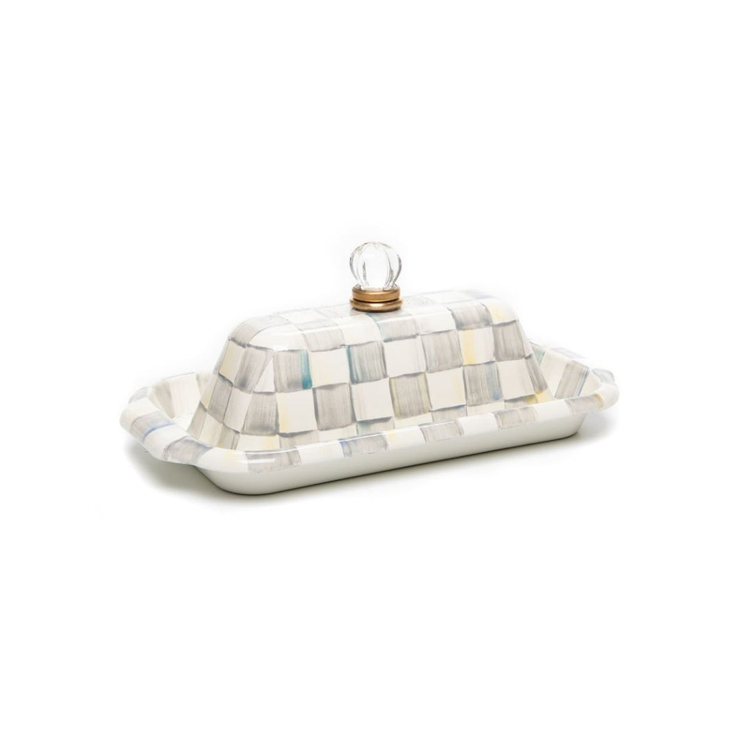 STERLING CHECK ENAMEL BUTTER BOX - MACKENZIE-CHILDS - Compralo en CorinneRegalos.com