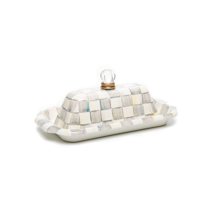 STERLING CHECK ENAMEL BUTTER BOX - MACKENZIE-CHILDS - Compralo en CorinneRegalos.com