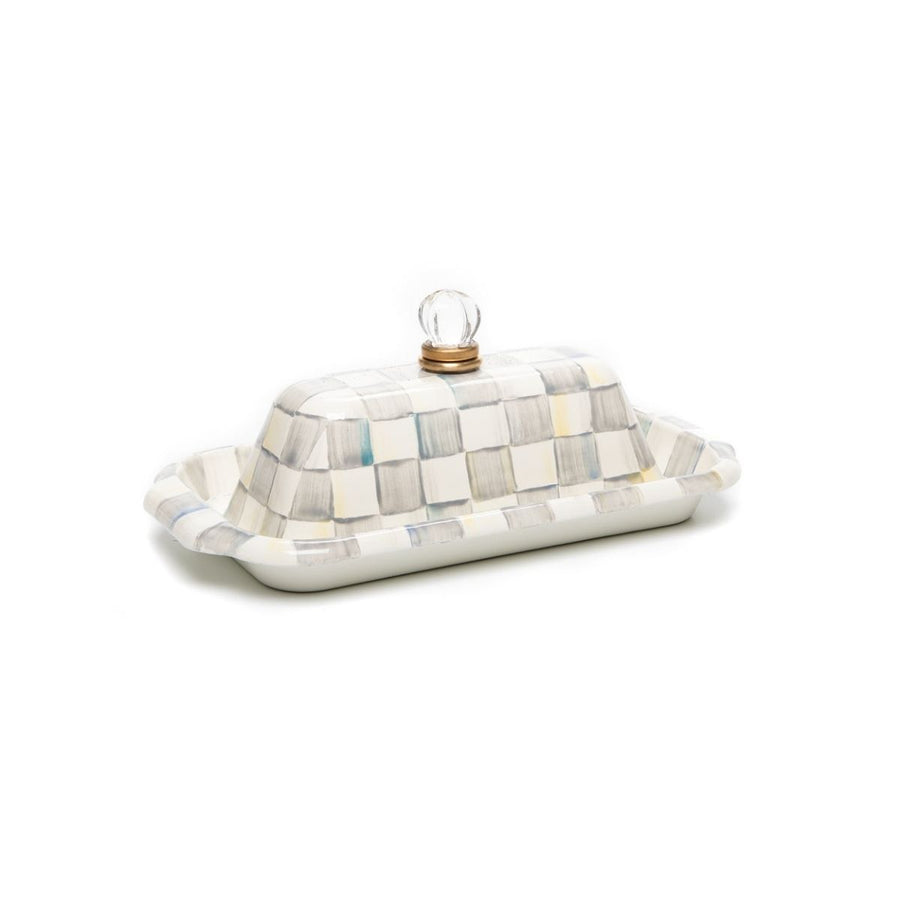 STERLING CHECK ENAMEL BUTTER BOX - MACKENZIE-CHILDS - Compralo en CorinneRegalos.com