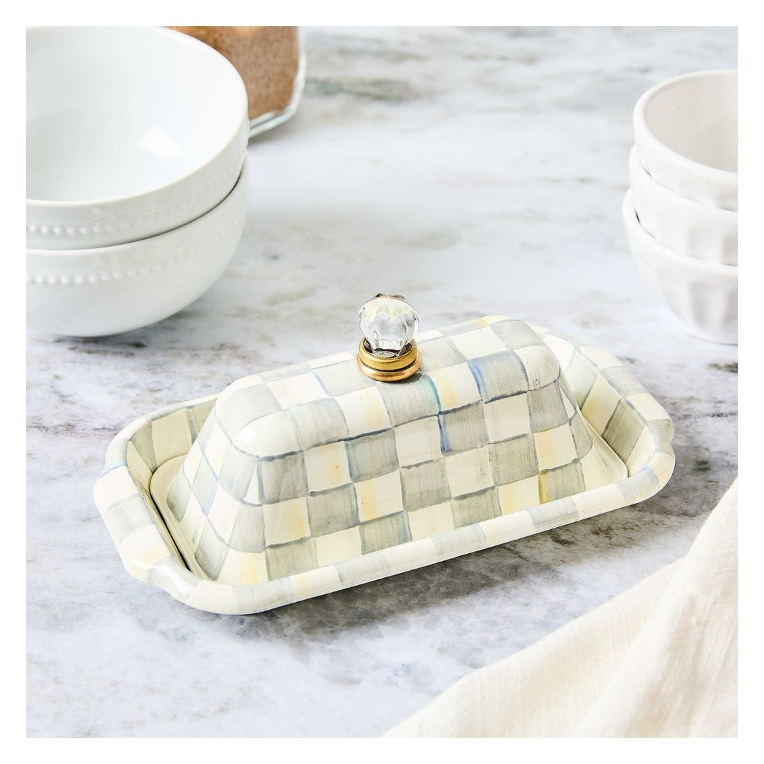 STERLING CHECK ENAMEL BUTTER BOX