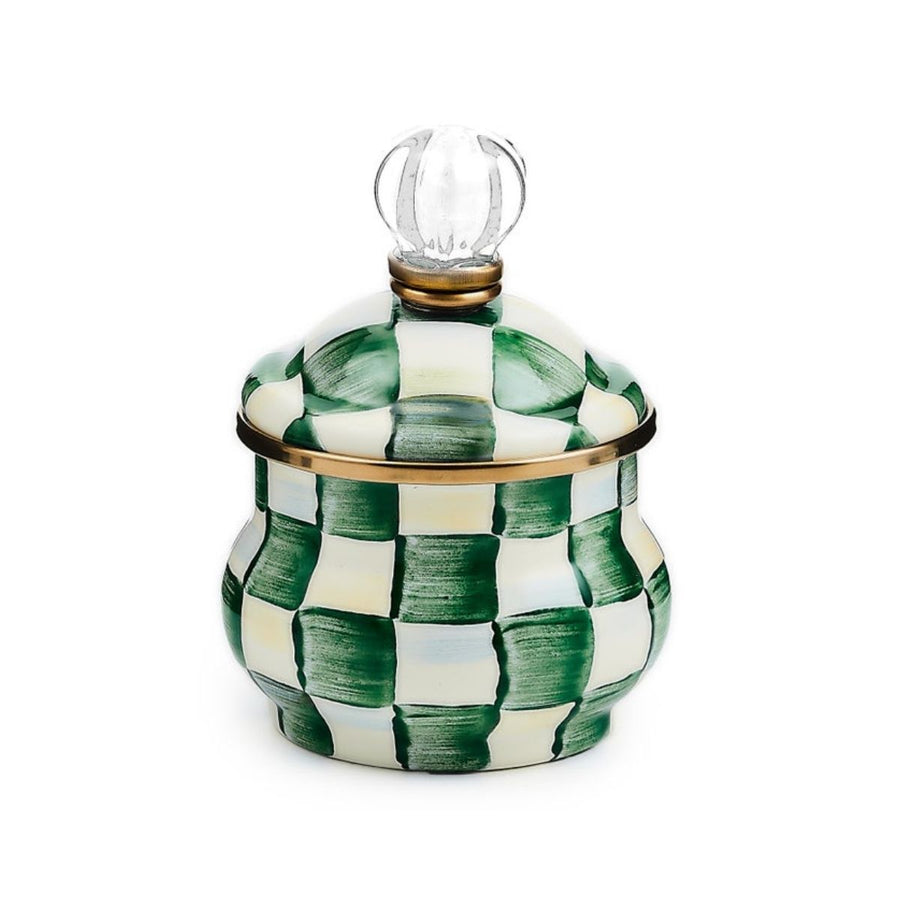 EMERALD CHECK LIDDED SUGAR BOWL - MACKENZIE-CHILDS - Compralo en CorinneRegalos.com