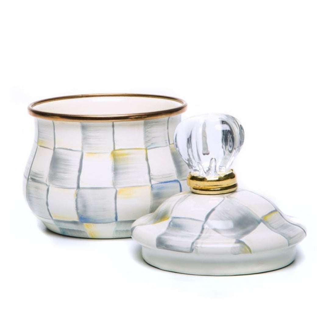 STERLING CHECK LIDDED SUGAR BOWL