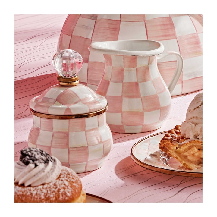 ROSY CHECK LIDDED SUGAR BOWL