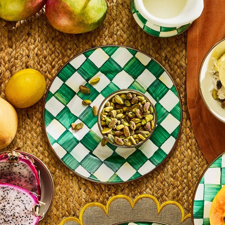 EMERALD CHECK SALAD PLATE