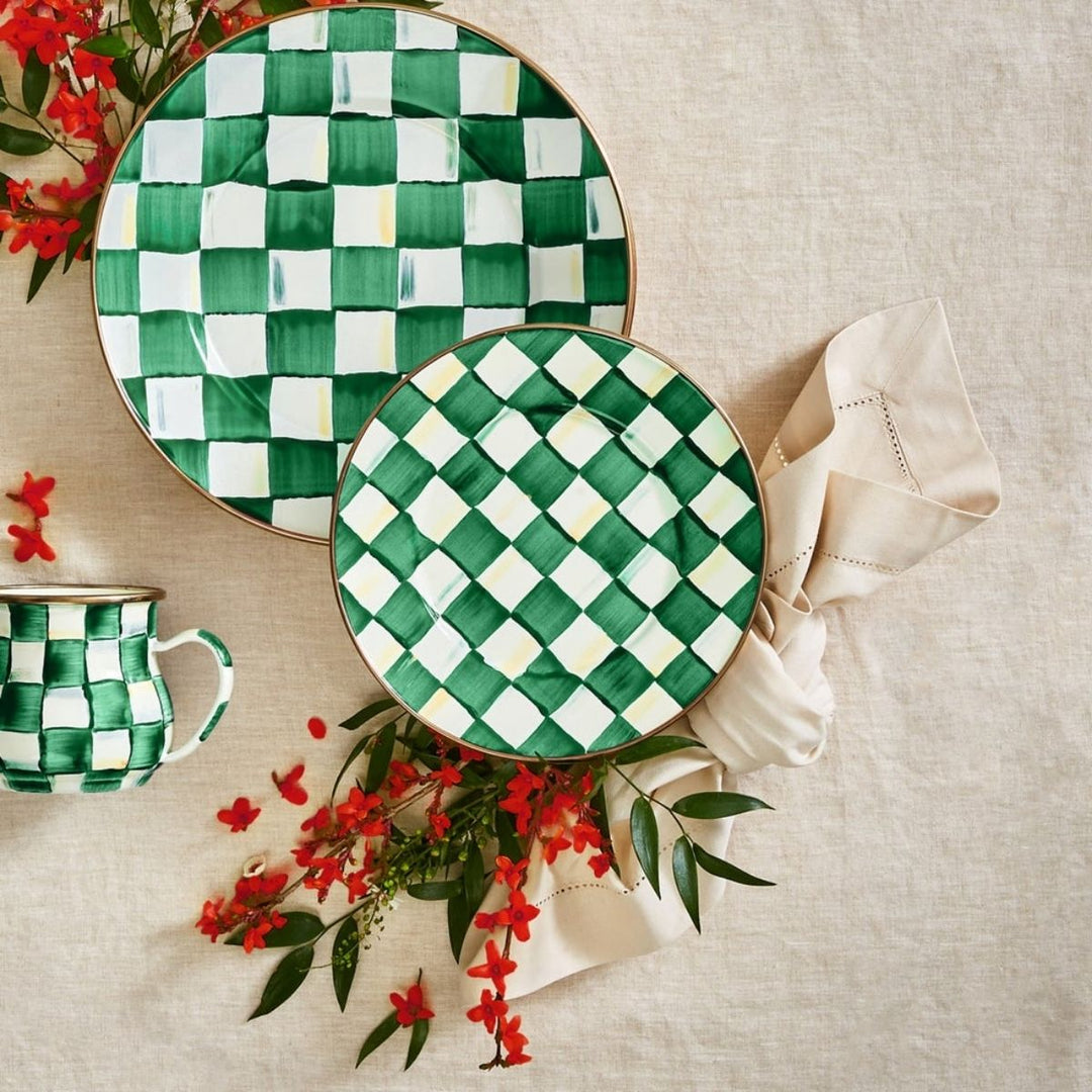 EMERALD CHECK SALAD PLATE