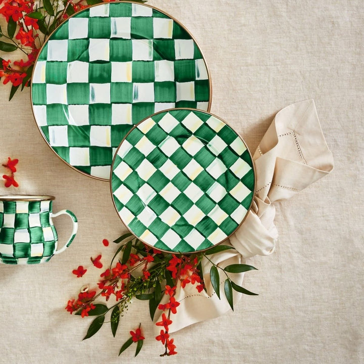 EMERALD CHECK SALAD PLATE