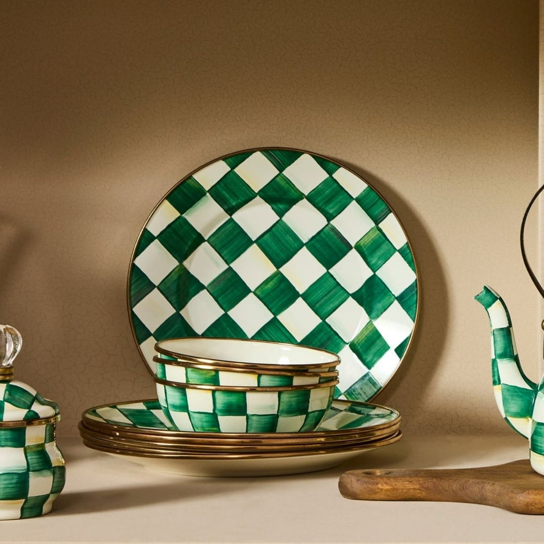 EMERALD CHECK SALAD PLATE
