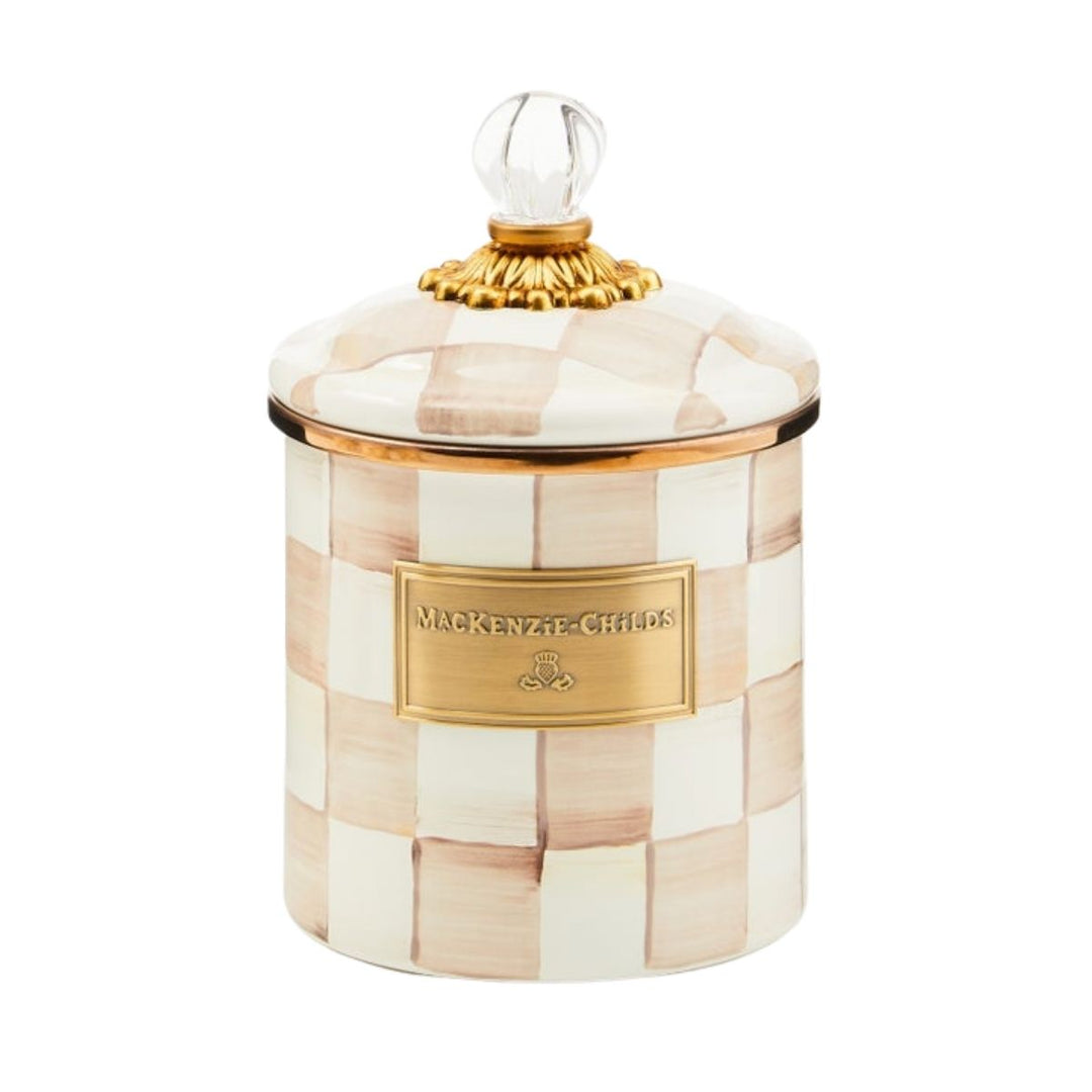 MOCHA CHECK SMALL CANISTER - MACKENZIE-CHILDS - Compralo en CorinneRegalos.com