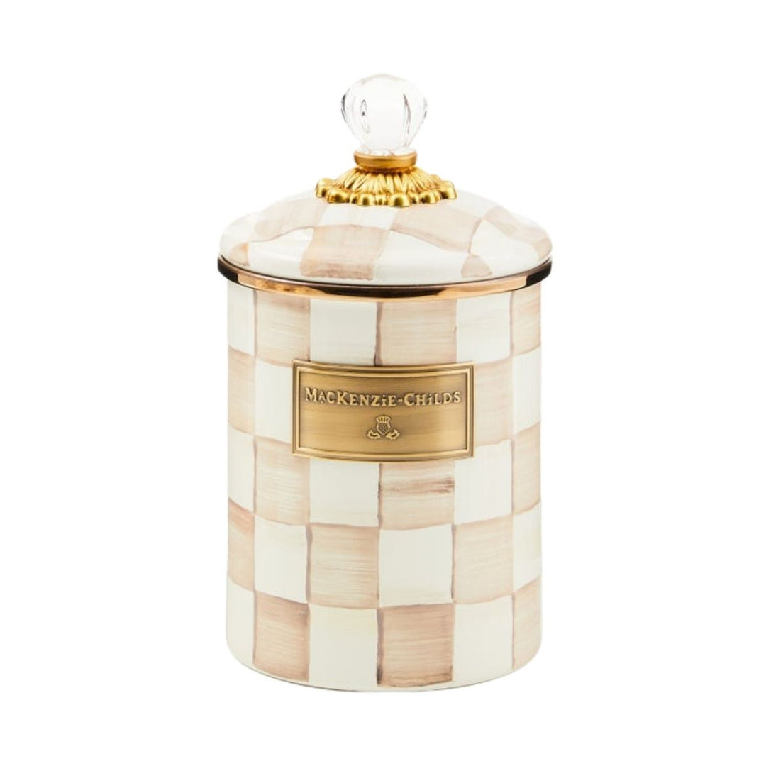 MOCHA CHECK MEDIUM CANISTER - MACKENZIE-CHILDS - Compralo en CorinneRegalos.com