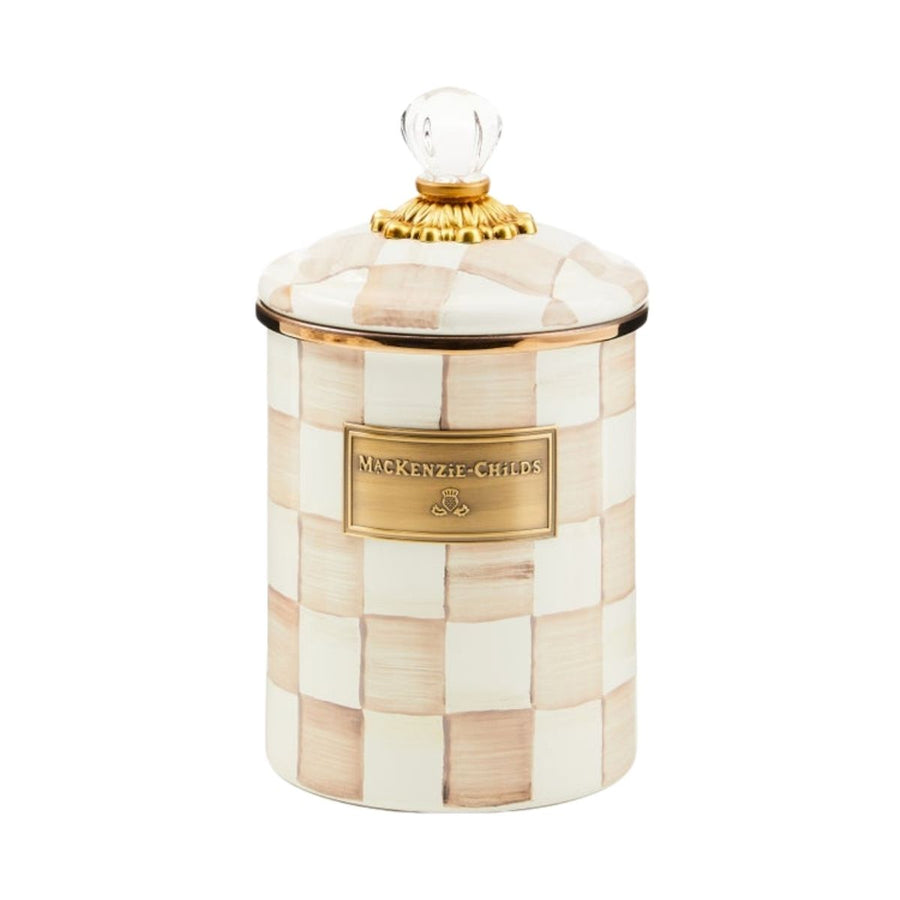 MOCHA CHECK MEDIUM CANISTER - MACKENZIE-CHILDS - Compralo en CorinneRegalos.com