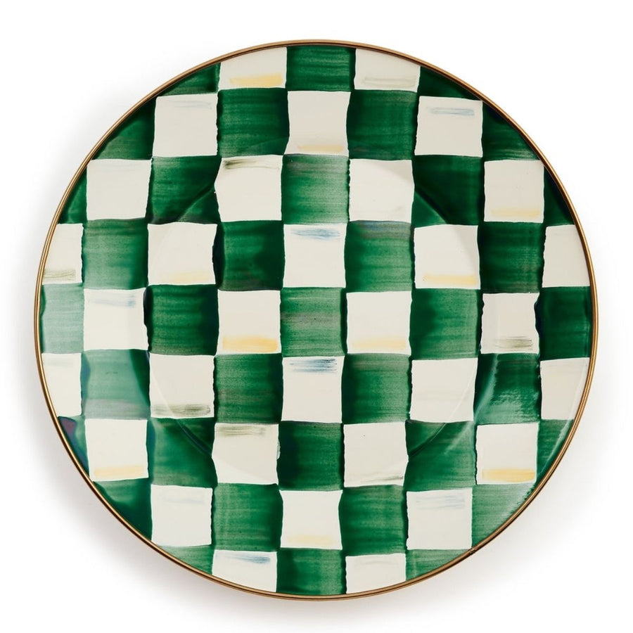 EMERALD CHECK DINNER PLATE - MACKENZIE-CHILDS - Compralo en CorinneRegalos.com
