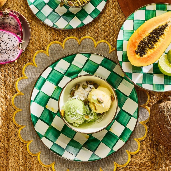EMERALD CHECK DINNER PLATE