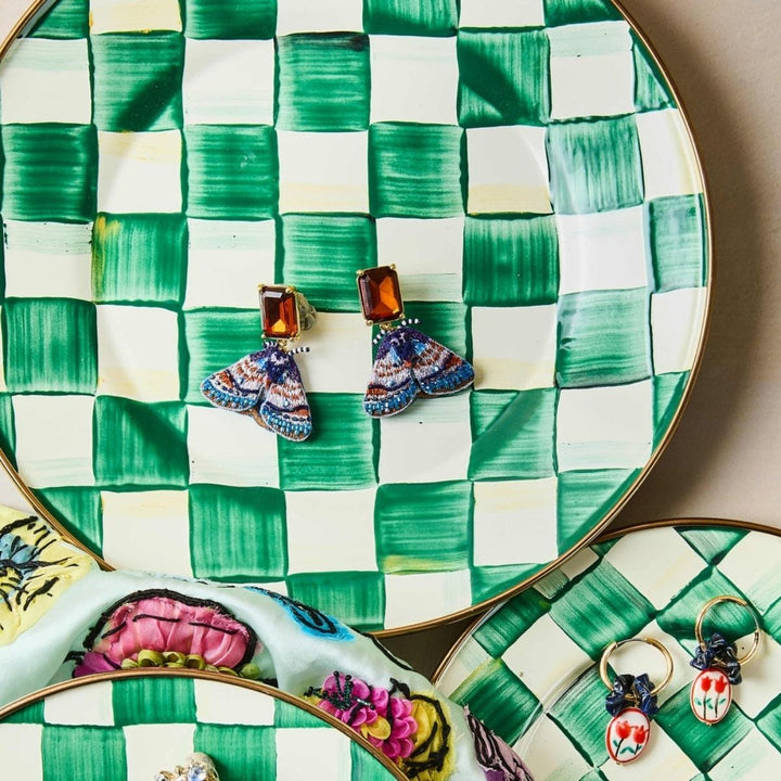 EMERALD CHECK DINNER PLATE