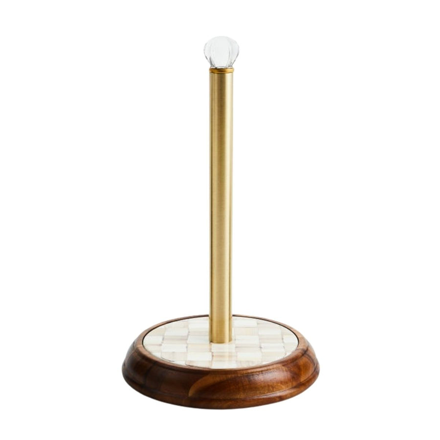 MOCHA CHECK WOOD PAPER TOWEL HOLDER - MACKENZIE-CHILDS - Compralo en CorinneRegalos.com