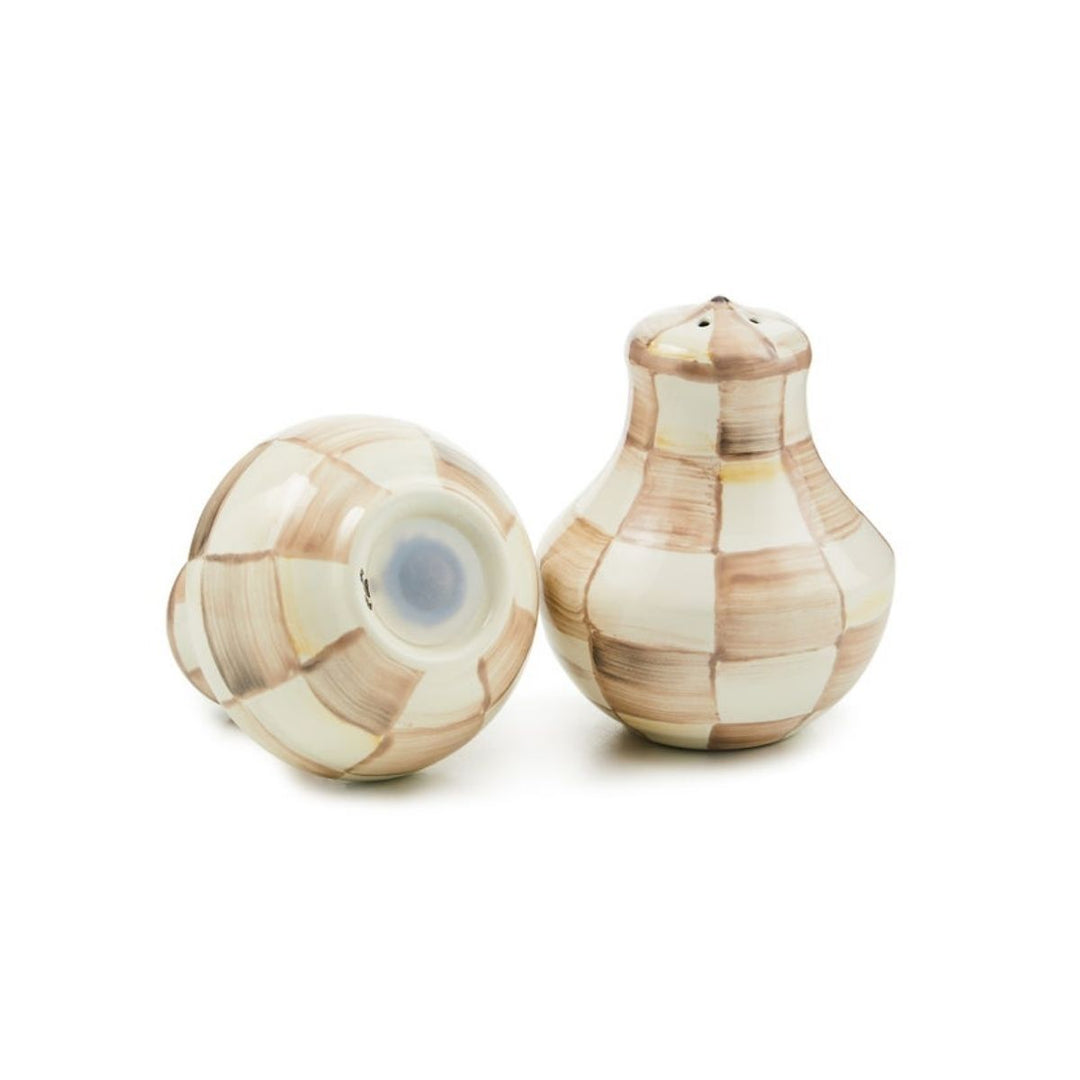 MOCHA CHECK SALT & PEPPER SHAKERS