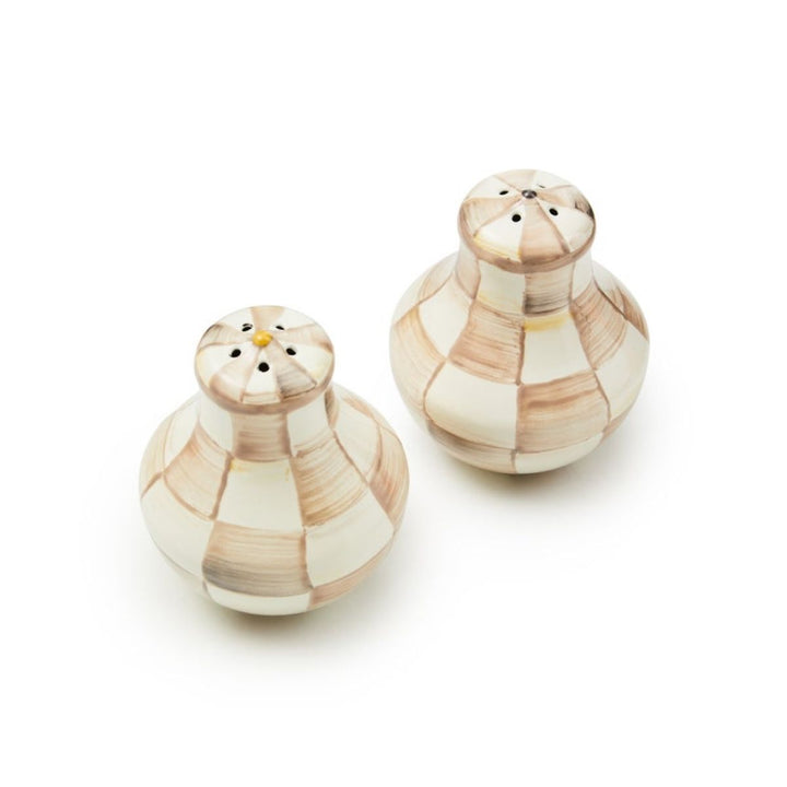MOCHA CHECK SALT & PEPPER SHAKERS
