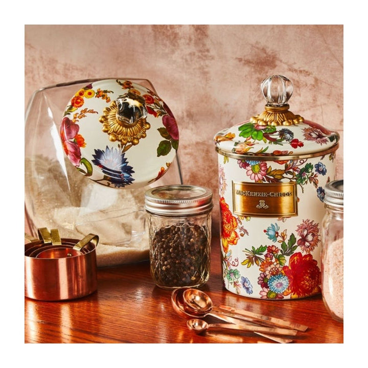 COOKIE JAR WITH WHITE FLOWER MARKET LID