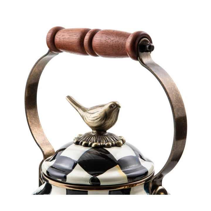 COURTLY CHECK 3 QUART TEA KETTLE WITH BIRD