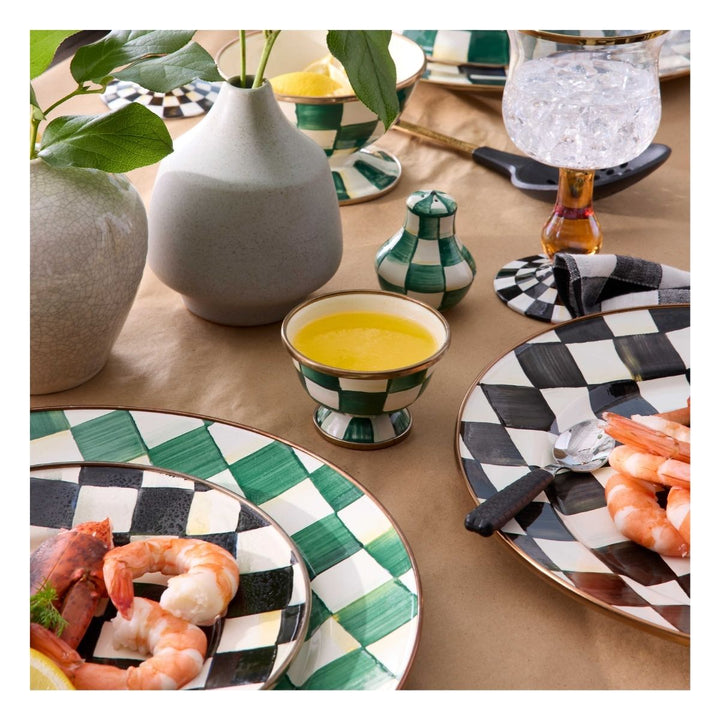 EMERALD CHECK ICE CREAM DISH