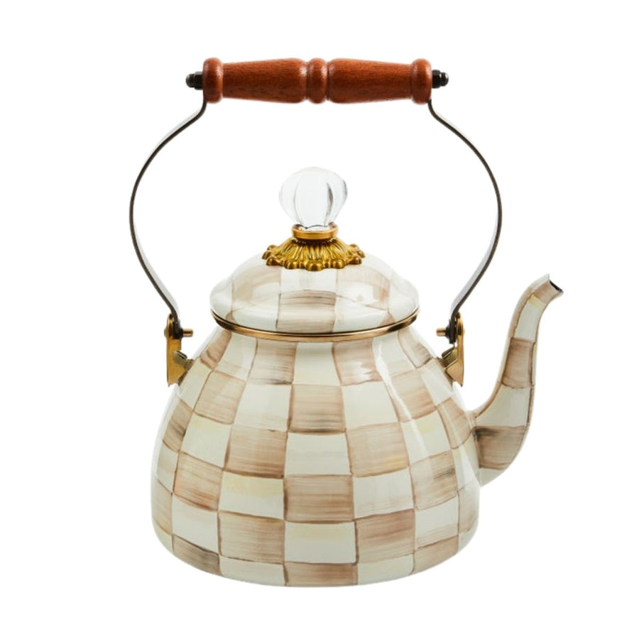 MOCHA CHECK 2 QUART TEA KETTLE - MACKENZIE-CHILDS - Compralo en CorinneRegalos.com