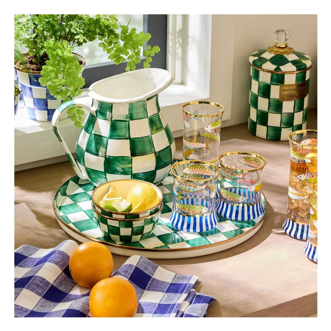 EMERALD CHECK ROUND TRAY
