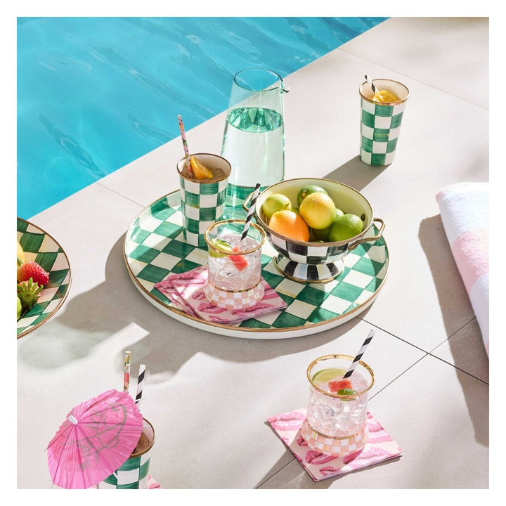 EMERALD CHECK ROUND TRAY
