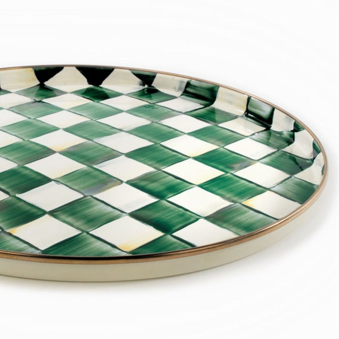 EMERALD CHECK ROUND TRAY