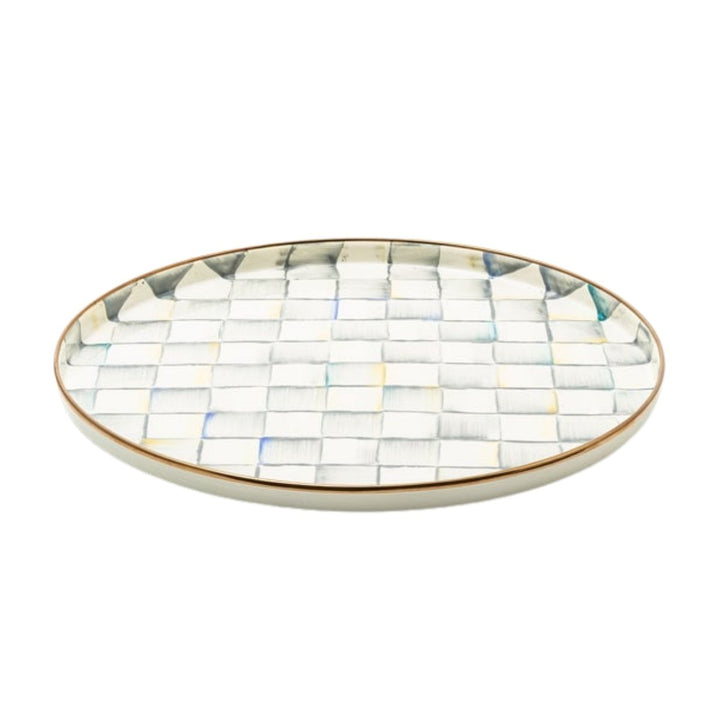 STERLING CHECK ROUND TRAY - MACKENZIE-CHILDS - Compralo en CorinneRegalos.com