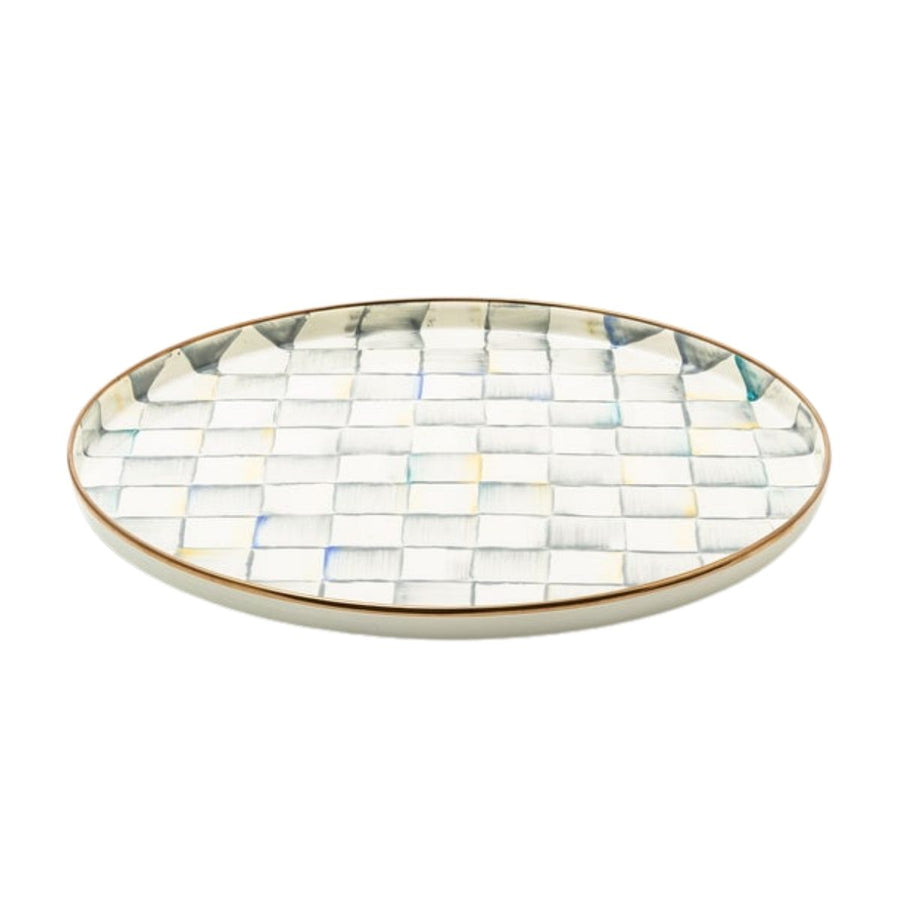 STERLING CHECK ROUND TRAY - MACKENZIE-CHILDS - Compralo en CorinneRegalos.com
