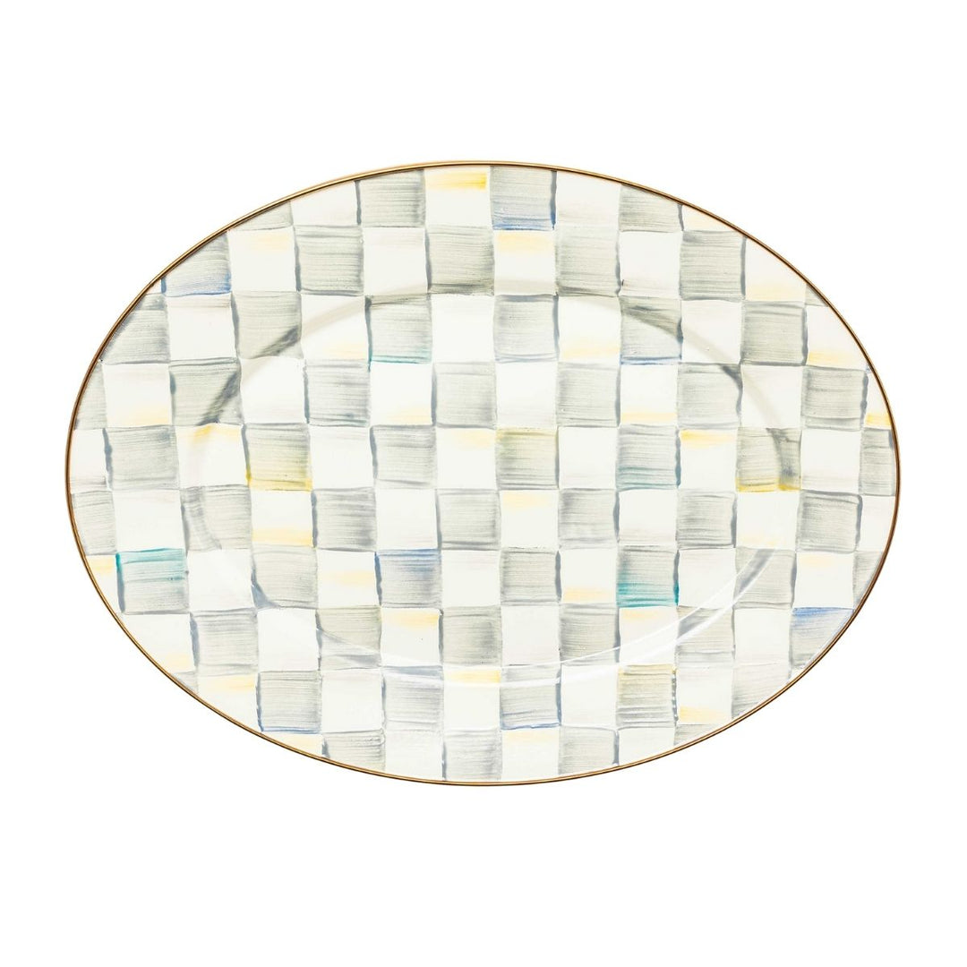 STERLING CHECK MEDIUM OVAL PLATTER - MACKENZIE-CHILDS - Compralo en CorinneRegalos.com