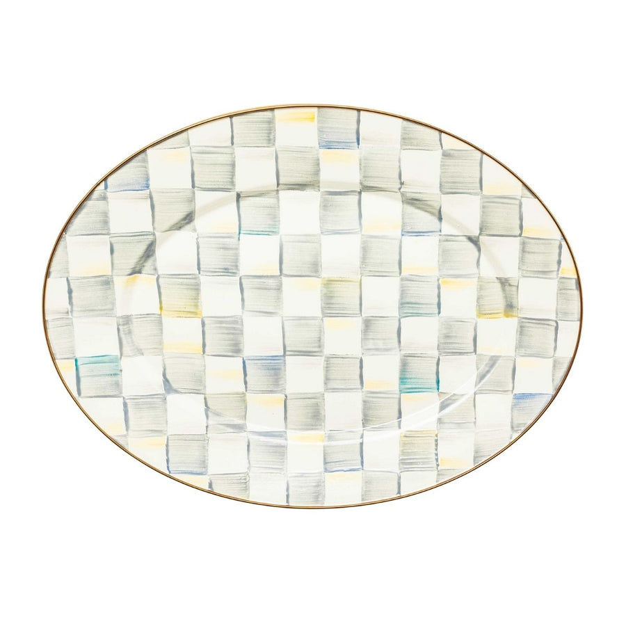 STERLING CHECK MEDIUM OVAL PLATTER - MACKENZIE-CHILDS - Compralo en CorinneRegalos.com