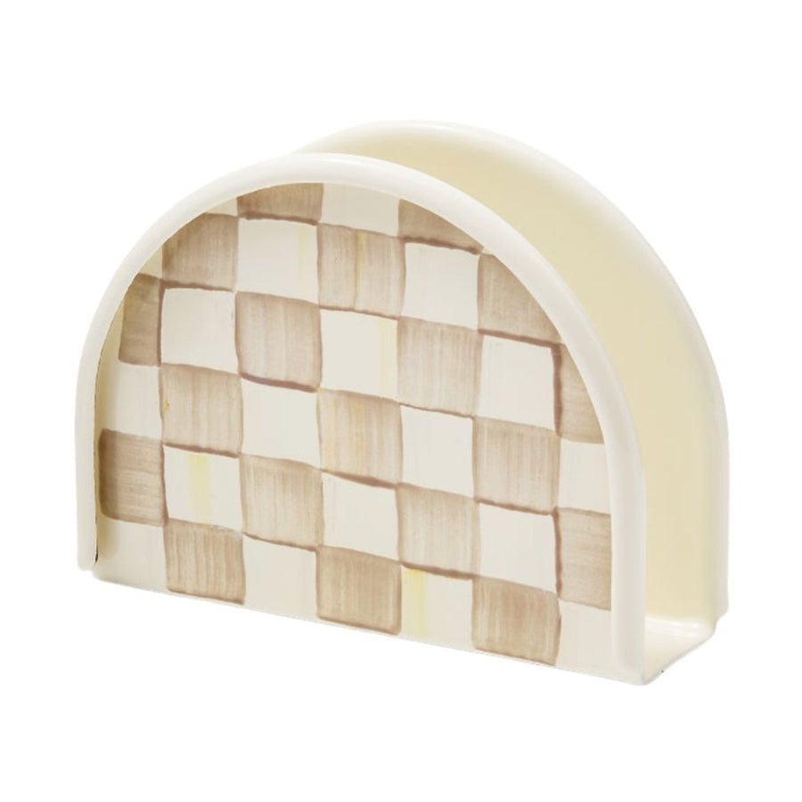 MOCHA CHECK NAPKIN HOLDER - MACKENZIE-CHILDS - Compralo en CorinneRegalos.com
