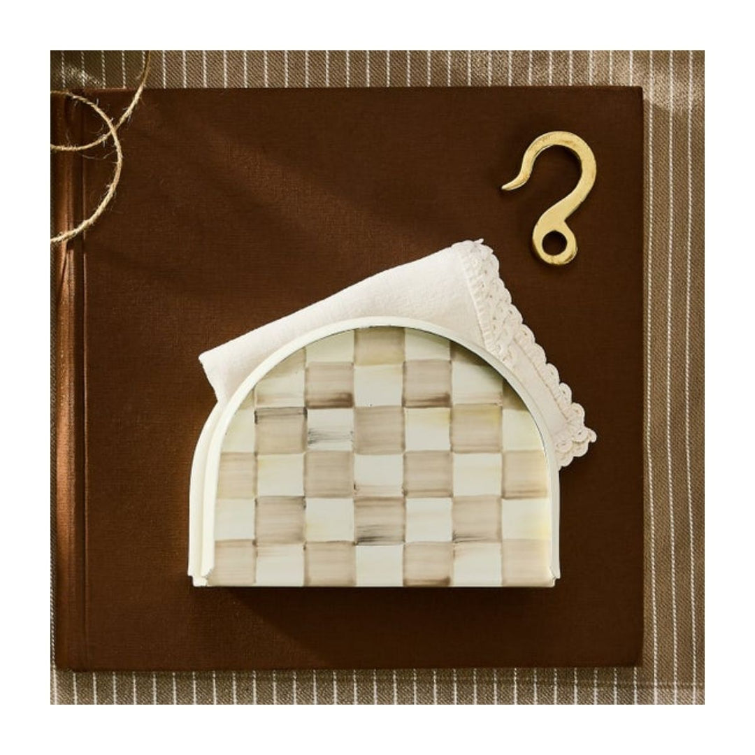 MOCHA CHECK NAPKIN HOLDER