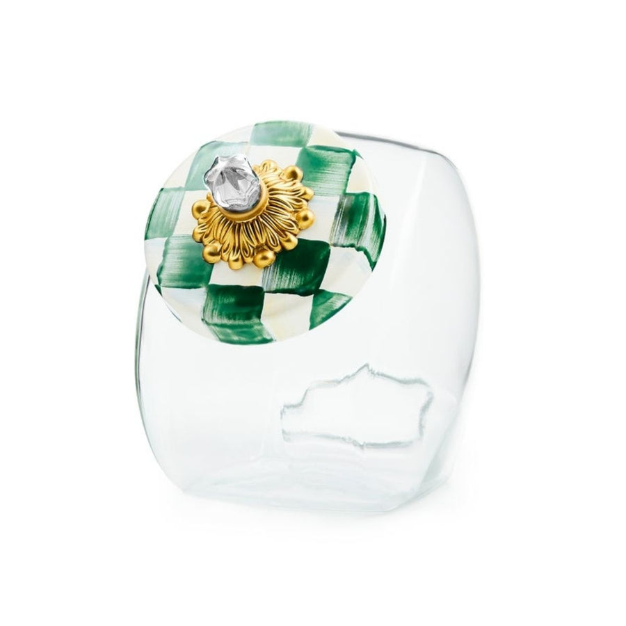 SWEETS JAR WITH EMERALD CHECK LID - MACKENZIE-CHILDS - Compralo en CorinneRegalos.com