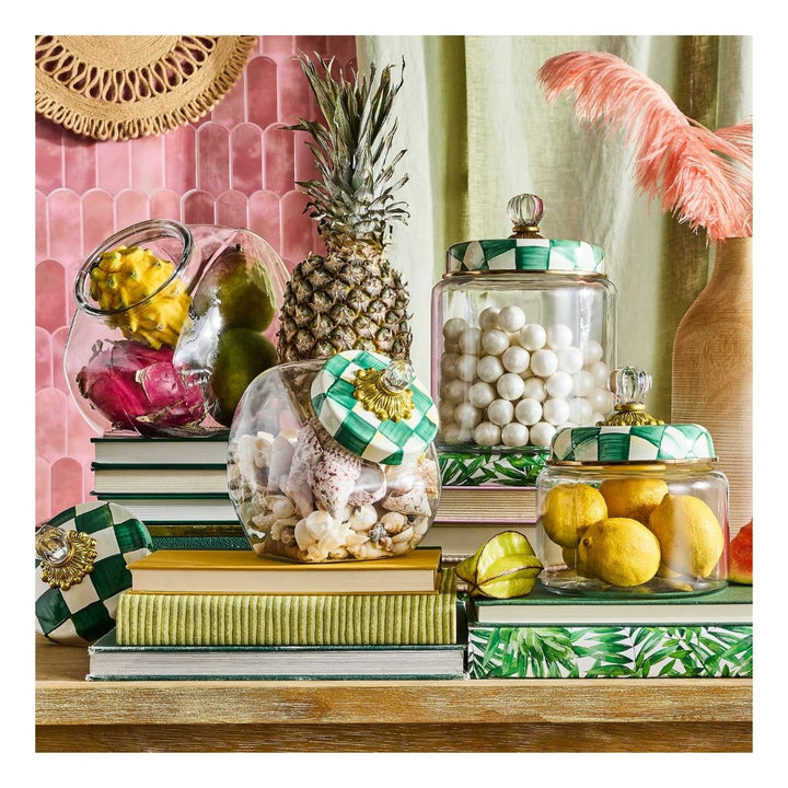 SWEETS JAR WITH EMERALD CHECK LID