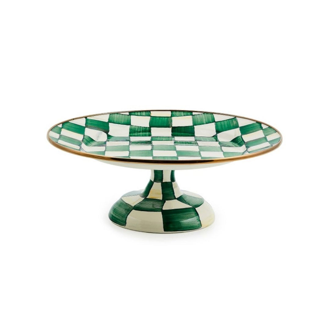 EMERALD CHECK SMALL PEDESTAL PLATTER - MACKENZIE-CHILDS - Compralo en CorinneRegalos.com