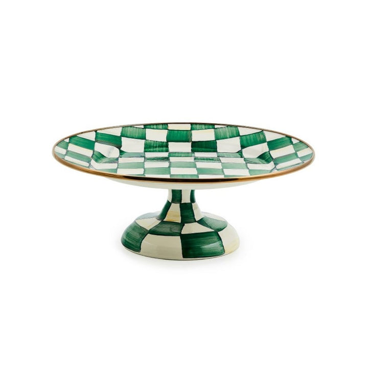 EMERALD CHECK SMALL PEDESTAL PLATTER - MACKENZIE-CHILDS - Compralo en CorinneRegalos.com