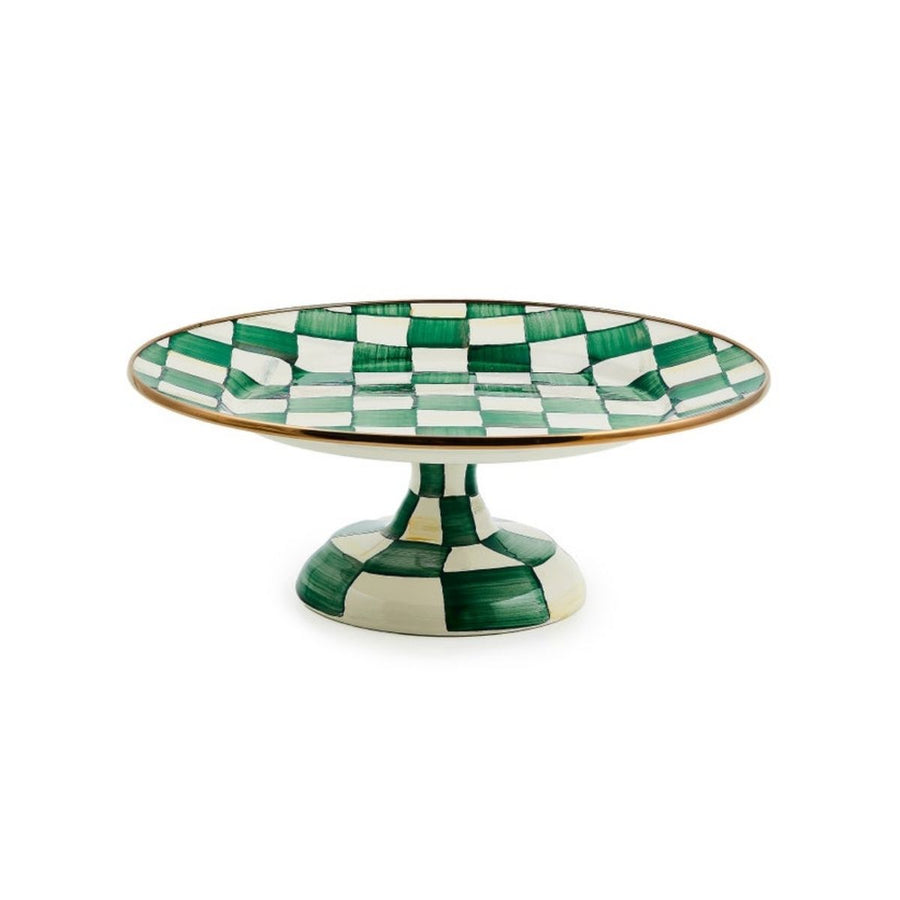 EMERALD CHECK SMALL PEDESTAL PLATTER - MACKENZIE-CHILDS - Compralo en CorinneRegalos.com