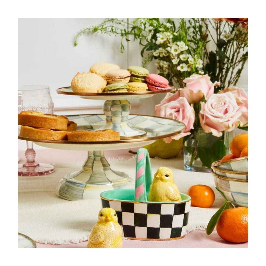 STERLING CHECK SMALL PEDESTAL PLATTER