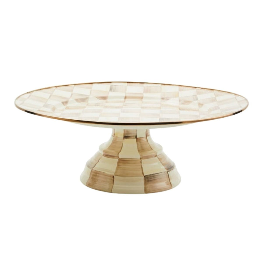 MOCHA CHECK SMALL PEDESTAL PLATTER - MACKENZIE-CHILDS - Compralo en CorinneRegalos.com
