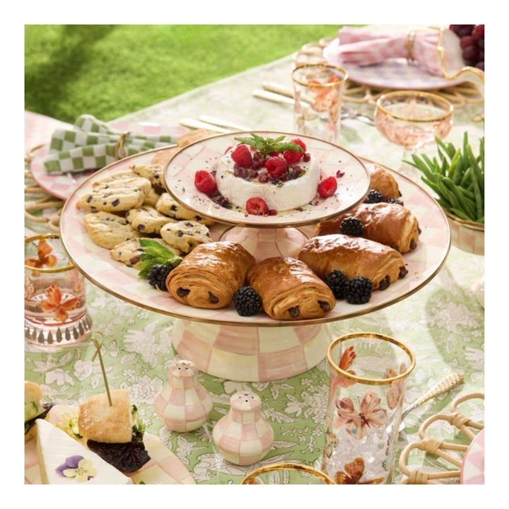 ROSY CHECK MINI PEDESTAL PLATTER