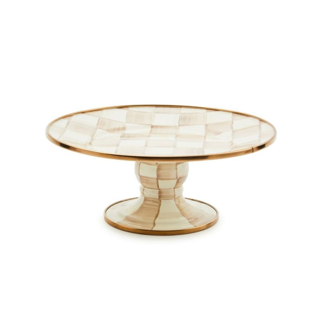 MOCHA CHECK MINI PEDESTAL PLATTER - MACKENZIE-CHILDS - Compralo en CorinneRegalos.com