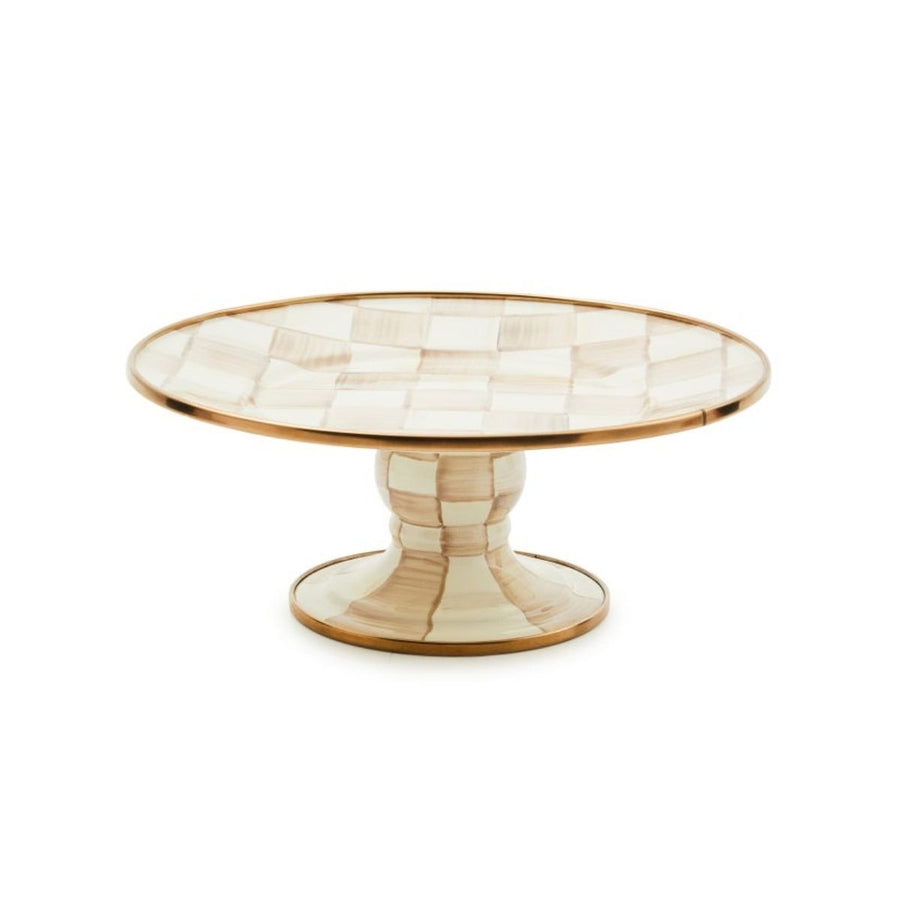 MOCHA CHECK MINI PEDESTAL PLATTER - MACKENZIE-CHILDS - Compralo en CorinneRegalos.com