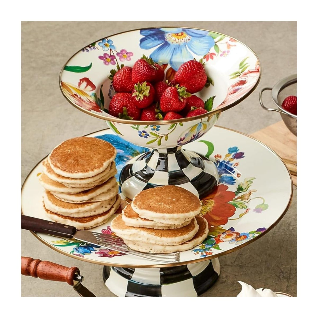 FLOWER MARKET MINI PEDESTAL PLATTER - WHITE