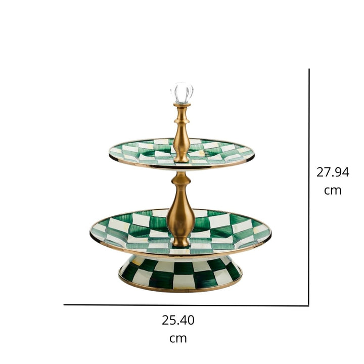 EMERALD CHECK TWO TIER SWEET STAND