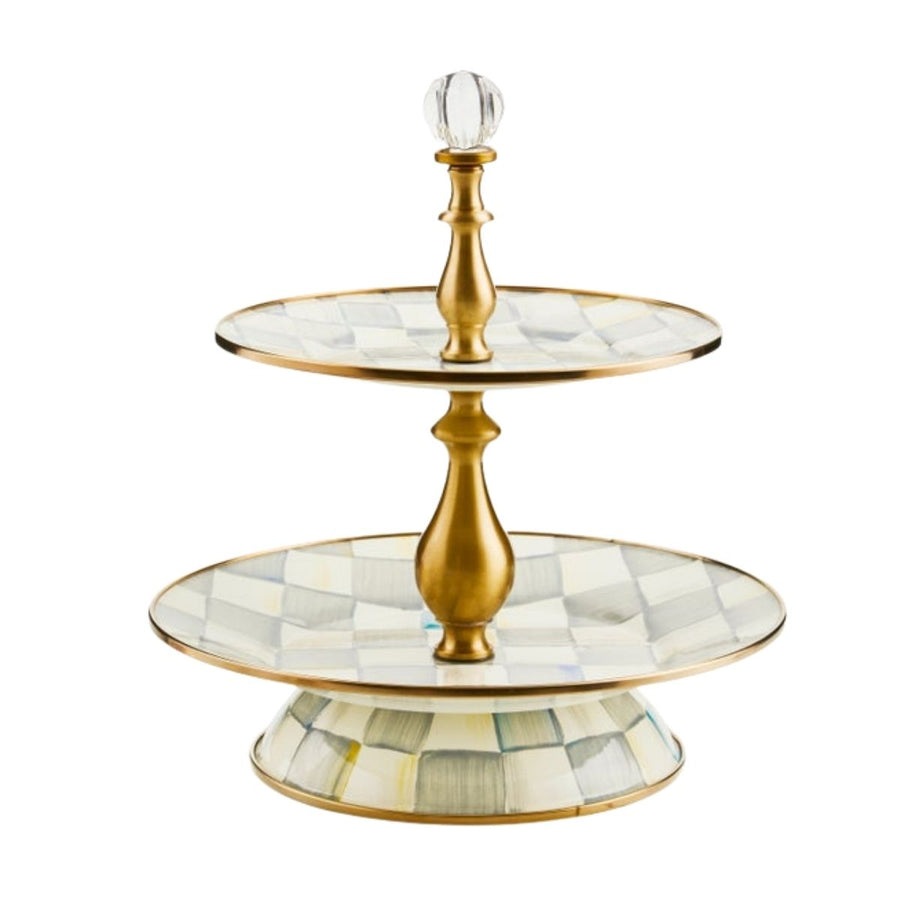 STERLING CHECK TWO TIER SWEET STAND - MACKENZIE-CHILDS - Compralo en CorinneRegalos.com