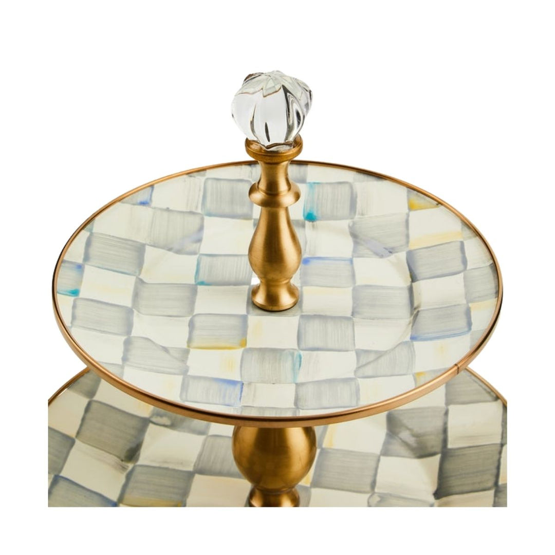 STERLING CHECK TWO TIER SWEET STAND